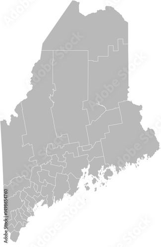 Maine state senate districts vector map (Web Mercator projection, PPT-compatible & fully editable)