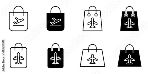 duty free, bag icon set