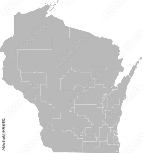 Wisconsin state senate districts vector map (Web Mercator projection, PPT-compatible & fully editable)