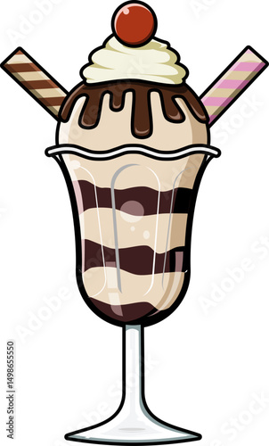Ice Cream Sundae, Vector Image