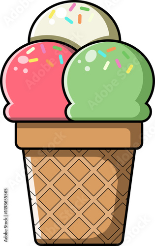 Ice Cream Cone, Vector Image
