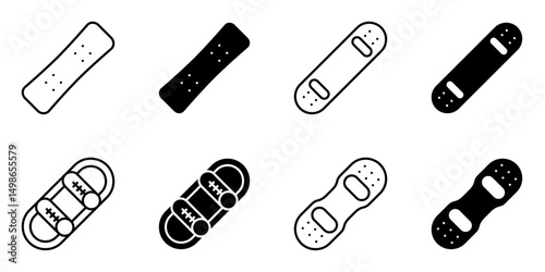 snowboarding, snowboard, sport icon set