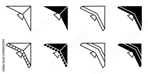 Hang Gliding, hang glider icon set
