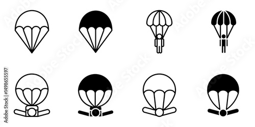 skydiving, parachute, parachuting, skydive icon set
