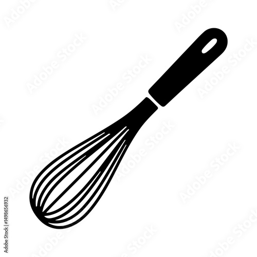 Simple kitchen whisk black silhouette and icon vector