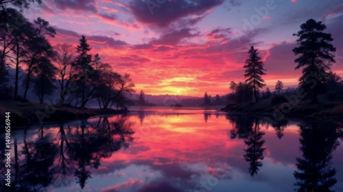 sunset over the river