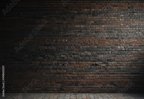 Black grunge wall, distressed bricks, aged mortar, deep shadows,  vintage,  texture,  stone