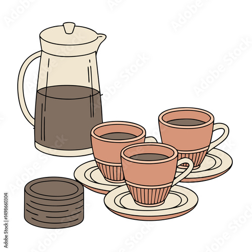 A set of Clay Glass or tea and coffee Cup with background