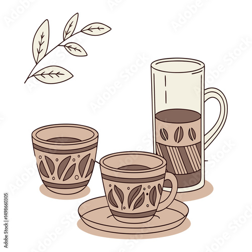 A set of Clay Glass or tea and coffee Cup with background