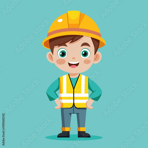 cartoon builder with helmet