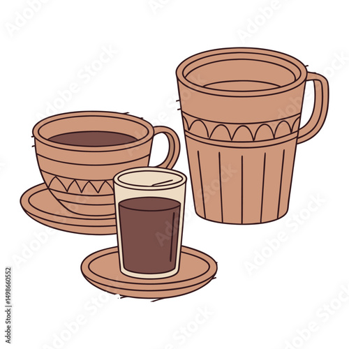 A set of Clay Glass or tea and coffee Cup with background