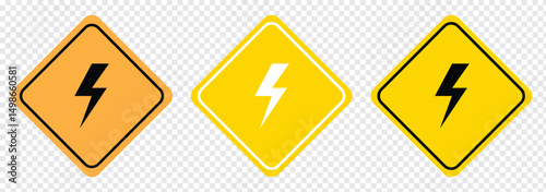 High voltage and Lightning vector icon. Electric bolt flash and High voltage icon. Power energy symbol. Warning icon. Vector illustration.