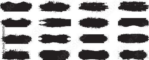 Black set paint, ink brush strokes, brushes, lines, frames, box, grungy. Grungy brushes collection. Brush stroke paint boxes on white background - stock vector. brush drawings.Ink splatters,grungy pai