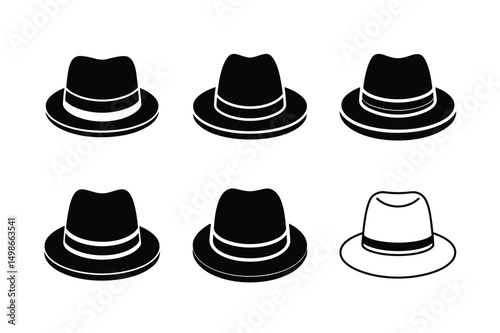 classic homburg hat front view flat vector