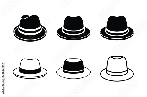 classic homburg hat front view minimal graphic