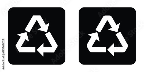 recycling symbol CFB, vector. Reycycle code black. Collection of four recycling icons in outline, black, green, and blue styles. Perfect for eco, sustainability, and environmental projects. Recycle. 