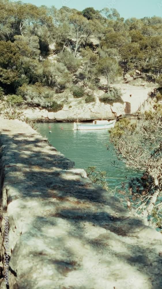 Boats and yachts in Mallorca, Spain Film look vertical video for social media, facebook, instagram, tik tok, snapchat.