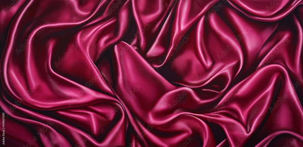 Obraz premium Magenta silk satin background with waves and folds, high resolution.