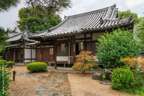 Fudo-do Hall of Saisho-in Temple on the territory of the Byodo-in Buddhist temple on an autumn day, Uji, Kyoto Prefecture, Japan photo
