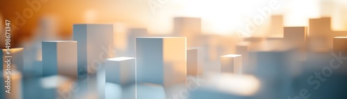 Abstract cityscape composed of cubic forms.