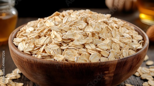 Rolled oats bowl, healthy breakfast
