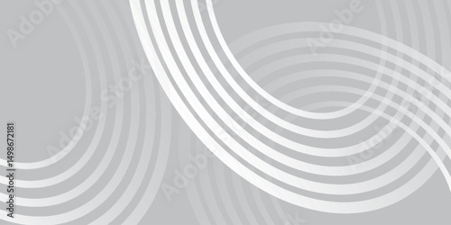 Abstract white glowing geometric lines on gray background. Modern shiny blue circle lines pattern. Futuristic technology concept. vector
