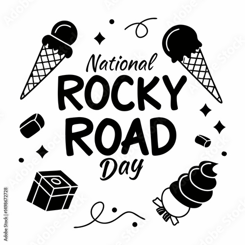 NATIONAL ROCKY ROAD DAY vector illustration