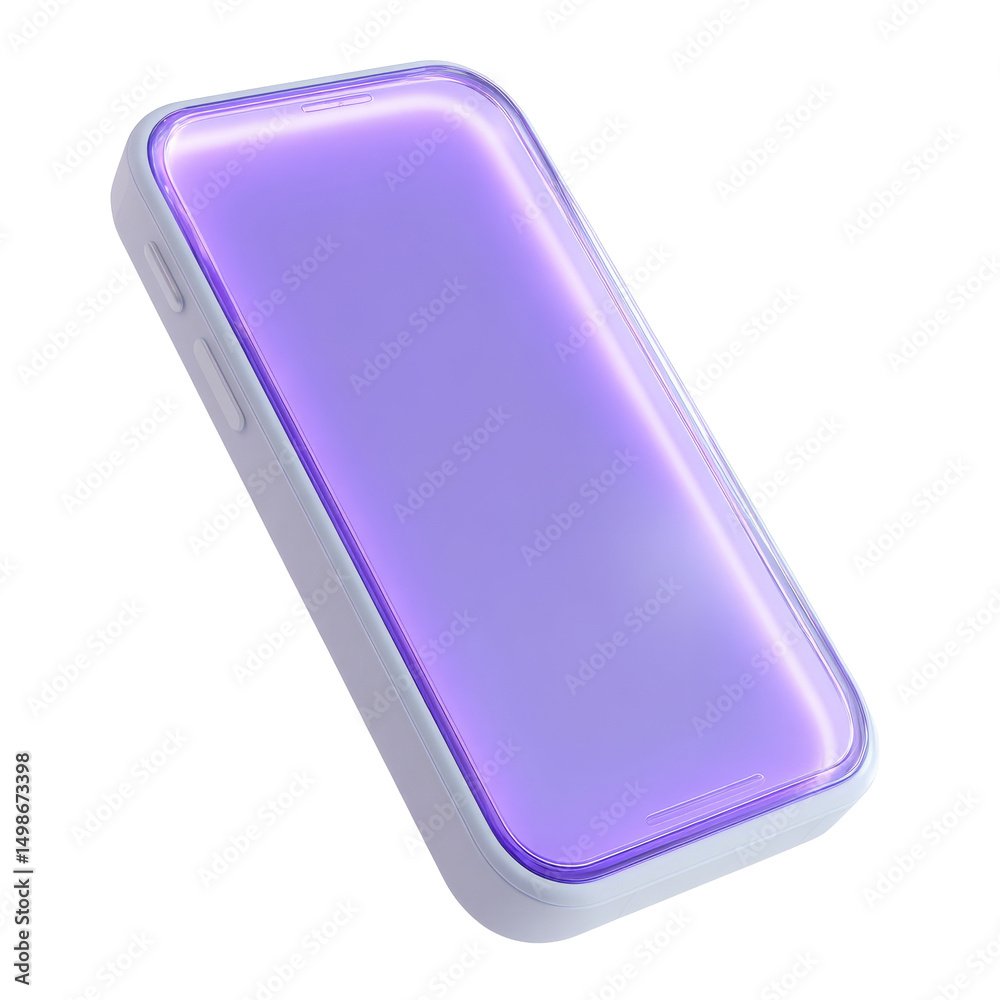 Modern smartphone with a stylish case in vibrant purple against a dark background Modern smartphone with a stylish case in vibrant purple against a dark background