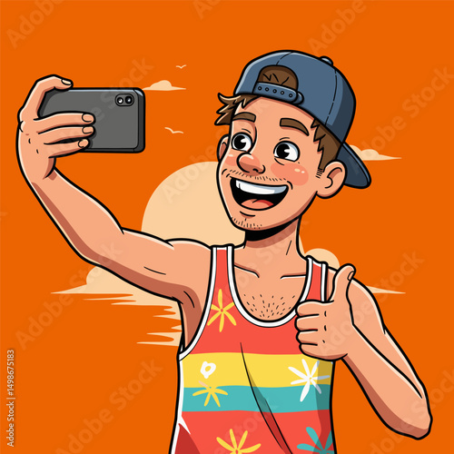 Taking fun selfies at famous tourist spots.