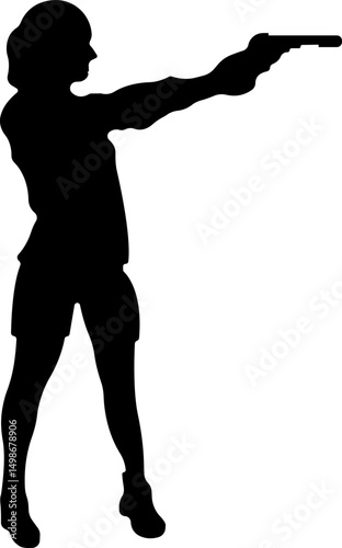 Pointing gun Shooting range icon in flat isolated on transparent background