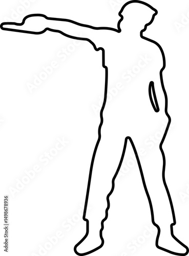 Pointing gun Shooting range icon in line isolated on transparent background 