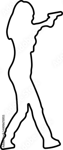 Pointing gun Shooting range icon in line isolated on transparent background 
