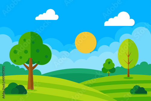 summer landscape with trees