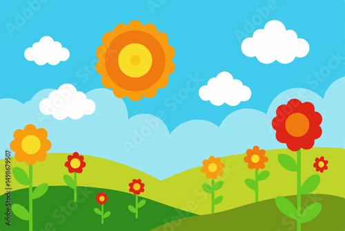 summer landscape with flowers