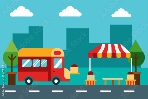 vector illustration of a bus station