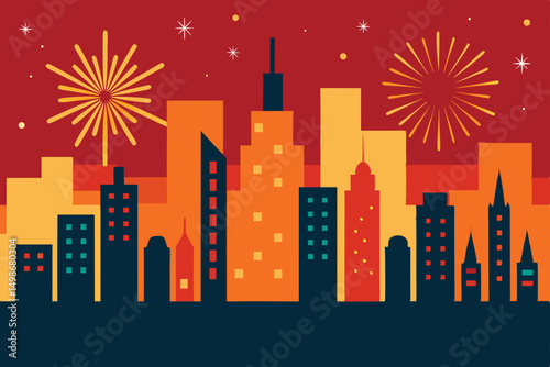 vector illustration of city night