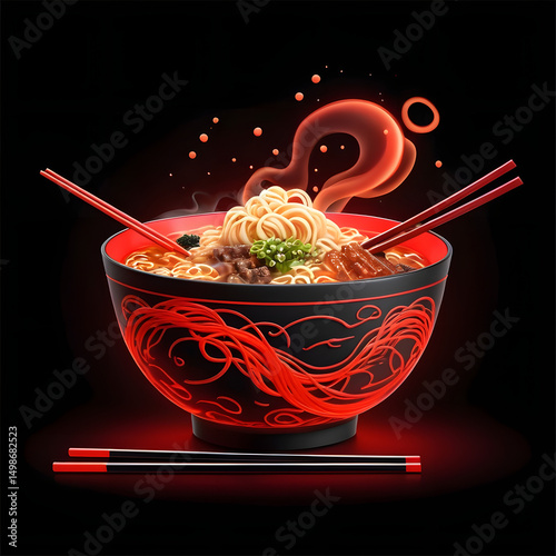 bowl of noodles with chopsticks