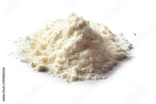 Heap of powdered milk isolated on white background, cut out