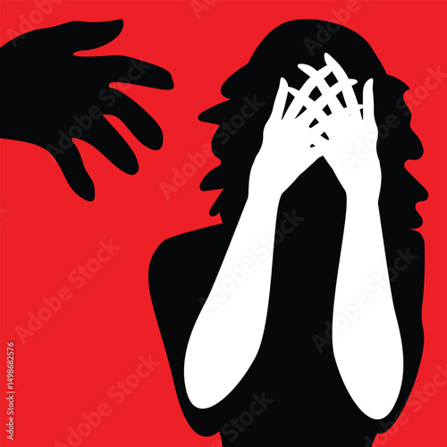 Woman Silhouette Crime Against Women Vector