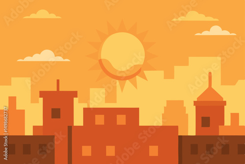 sunset over the city