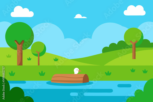 summer landscape with trees