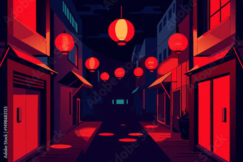 red lanterns in the night