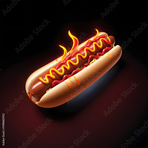 hot dog with ketchup and mustard