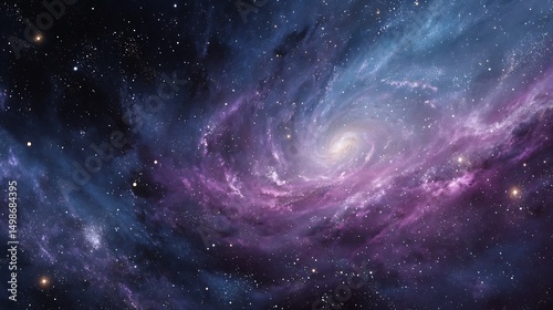 Nebula In Space With Vibrant Purple, Blue, And Gold Clouds Of Gas And Dust, Cosmic Wonder, Space Exploration