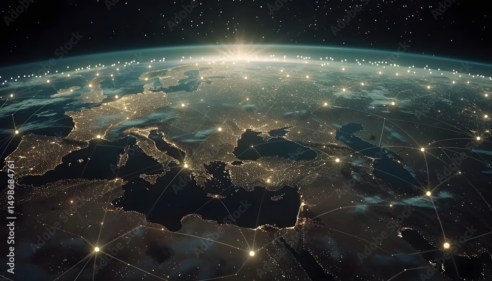 Fototapeta premium Global network connections over europe.