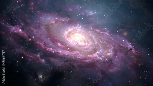 Nebula In Space With Vibrant Purple, Blue, And Gold Clouds Of Gas And Dust, Cosmic Wonder, Space Exploration