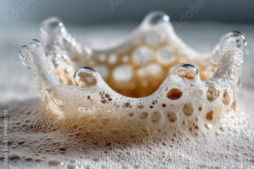 Bubble crown splash forming in soap sud photo