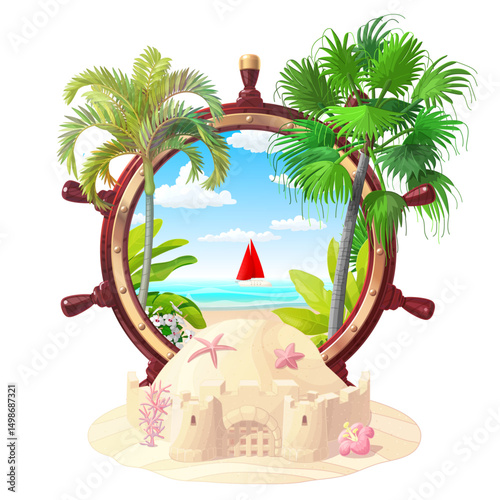 vector sea ocean vintage design. Clipart isolated on transparent background