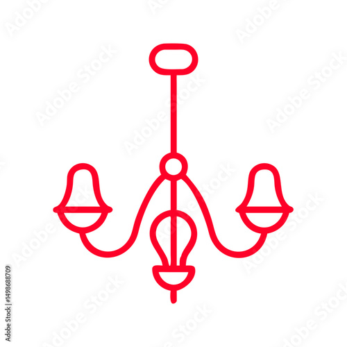 Elegant Red Chandelier Line Art Icon