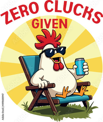 Zero Clucks Given – Funny Cartoon Chicken Vector Illustration for T-Shirts
